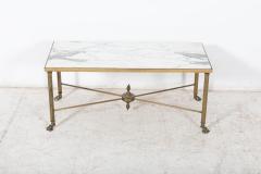 Mid Century Brass Lion Paw Marble Coffee Table - 2424007