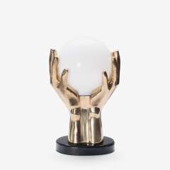 Mid Century Brass Marble Hands Accent Lamp - 2743425