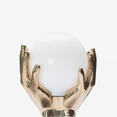 Mid Century Brass Marble Hands Accent Lamp - 2743427