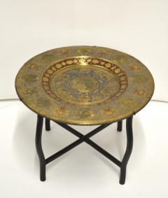 Mid Century Brass Polychrome Tray Top Side Table - 1255489