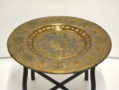 Mid Century Brass Polychrome Tray Top Side Table - 1255498