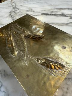 Mid Century Brass Relief Box with Wheat Motif - 4379521