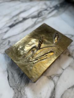 Mid Century Brass Relief Box with Wheat Motif - 4379522