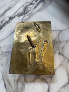 Mid Century Brass Relief Box with Wheat Motif - 4379524
