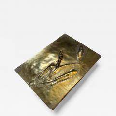 Mid Century Brass Relief Box with Wheat Motif - 4379772