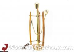 Mid Century Brass Walnut 3 Light Table Lamp - 3692179