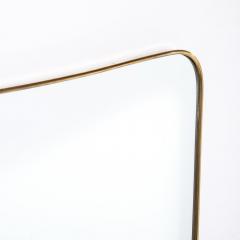 Mid Century Brass Wrapped Tapered Mirror with Rounded Corners - 4162045