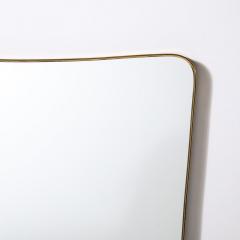 Mid Century Brass Wrapped Tapered Mirror with Rounded Corners - 4162052