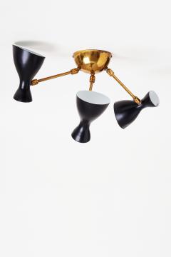 Mid Century Brass and Black Ceiling Light - 1977643