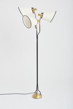 Mid Century Brass and Black Floor Lamp - 2028669