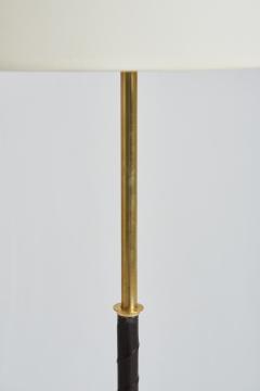 Mid Century Brass and Black Leather Floor Lamp - 2085990