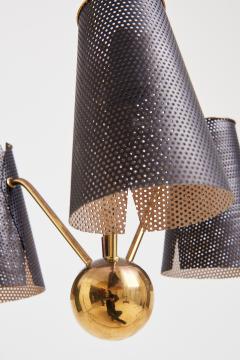 Mid Century Brass and Black Rigitule Ceiling Light - 1977612