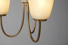 Mid Century Brass and Glass Ceiling Lamp Scandinavia 1950s - 2057046