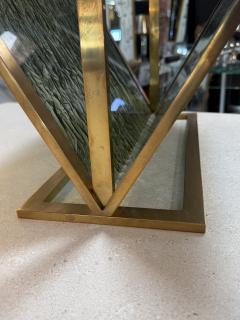 Mid Century Brass and Green Plexiglass Magazine Holder Italy - 4498565