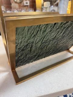 Mid Century Brass and Green Plexiglass Magazine Holder Italy - 4498566