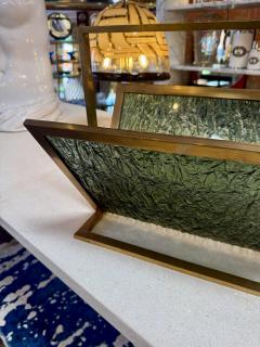 Mid Century Brass and Green Plexiglass Magazine Holder Italy - 4498572