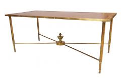 Mid Century Brass and Leather Coffee Table - 3738584