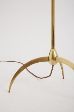 Mid Century Brass and Leather Floor Lamp - 2585442