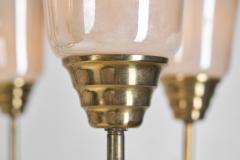 Mid Century Brass and Opal ER 68 6 Chandelier for Itsu Finland ca 1950s - 3520805