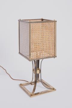 Mid Century Brass and Rattan Table Lamp - 3667078