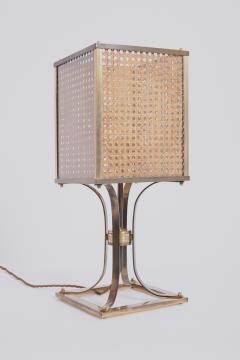 Mid Century Brass and Rattan Table Lamp - 3667079