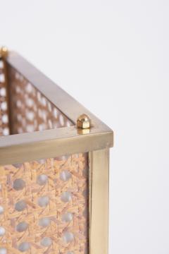 Mid Century Brass and Rattan Table Lamp - 3667086