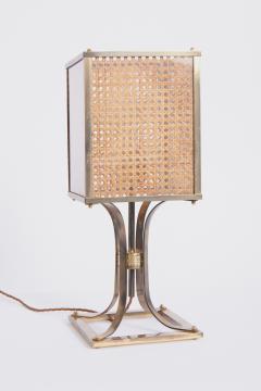Mid Century Brass and Rattan Table Lamp - 3667087