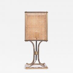 Mid Century Brass and Rattan Table Lamp - 3671205