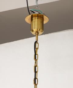 Mid Century Brass and White Opaline Glass Pendant - 2619256