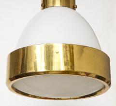 Mid Century Brass and White Opaline Glass Pendant - 2619261