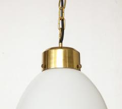 Mid Century Brass and White Opaline Glass Pendant - 2619262