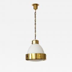 Mid Century Brass and White Opaline Glass Pendant - 2626347