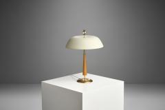 Mid Century Brass and Wood Table Lamp Scandinavia 1940s - 1948092