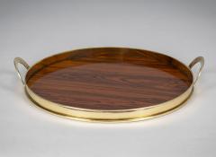 Mid Century Brass and Wood Tray - 4406835