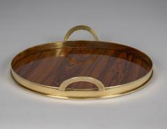 Mid Century Brass and Wood Tray - 4406858