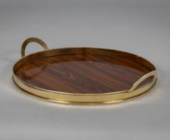 Mid Century Brass and Wood Tray - 4406873