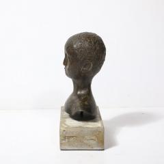 Mid Century Bronze Bust Sculpture on Stone Concrete Base signed Khalil Gibran - 4142099