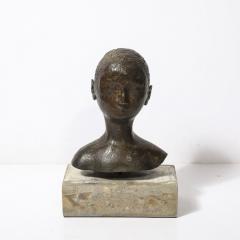 Mid Century Bronze Bust Sculpture on Stone Concrete Base signed Khalil Gibran - 4142102