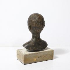 Mid Century Bronze Bust Sculpture on Stone Concrete Base signed Khalil Gibran - 4142106