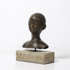 Mid Century Bronze Bust Sculpture on Stone Concrete Base signed Khalil Gibran - 4142108
