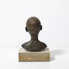 Mid Century Bronze Bust Sculpture on Stone Concrete Base signed Khalil Gibran - 4142143