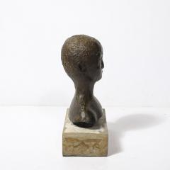 Mid Century Bronze Bust Sculpture on Stone Concrete Base signed Khalil Gibran - 4142150