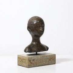Mid Century Bronze Bust Sculpture on Stone Concrete Base signed Khalil Gibran - 4142155