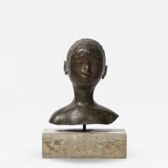 Mid Century Bronze Bust Sculpture on Stone Concrete Base signed Khalil Gibran - 4143401