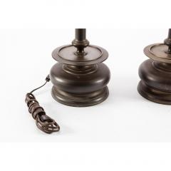 Mid Century Bronze Hispano Capstan Candlestick Lamps - 1683108