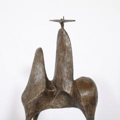 Mid Century Bronze Signed Gloria Ellies Stylized Horseman Sculpture Edition 4 6 - 4745534