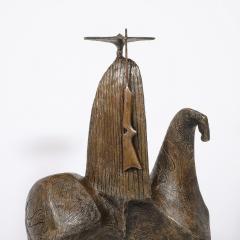 Mid Century Bronze Signed Gloria Ellies Stylized Horseman Sculpture Edition 4 6 - 4745536