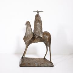 Mid Century Bronze Signed Gloria Ellies Stylized Horseman Sculpture Edition 4 6 - 4745577