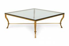 Mid Century Bronze and Clear Glass Hoof Foot Coffee Cocktail Table - 2793497