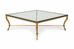 Mid Century Bronze and Clear Glass Hoof Foot Coffee Cocktail Table - 2793499